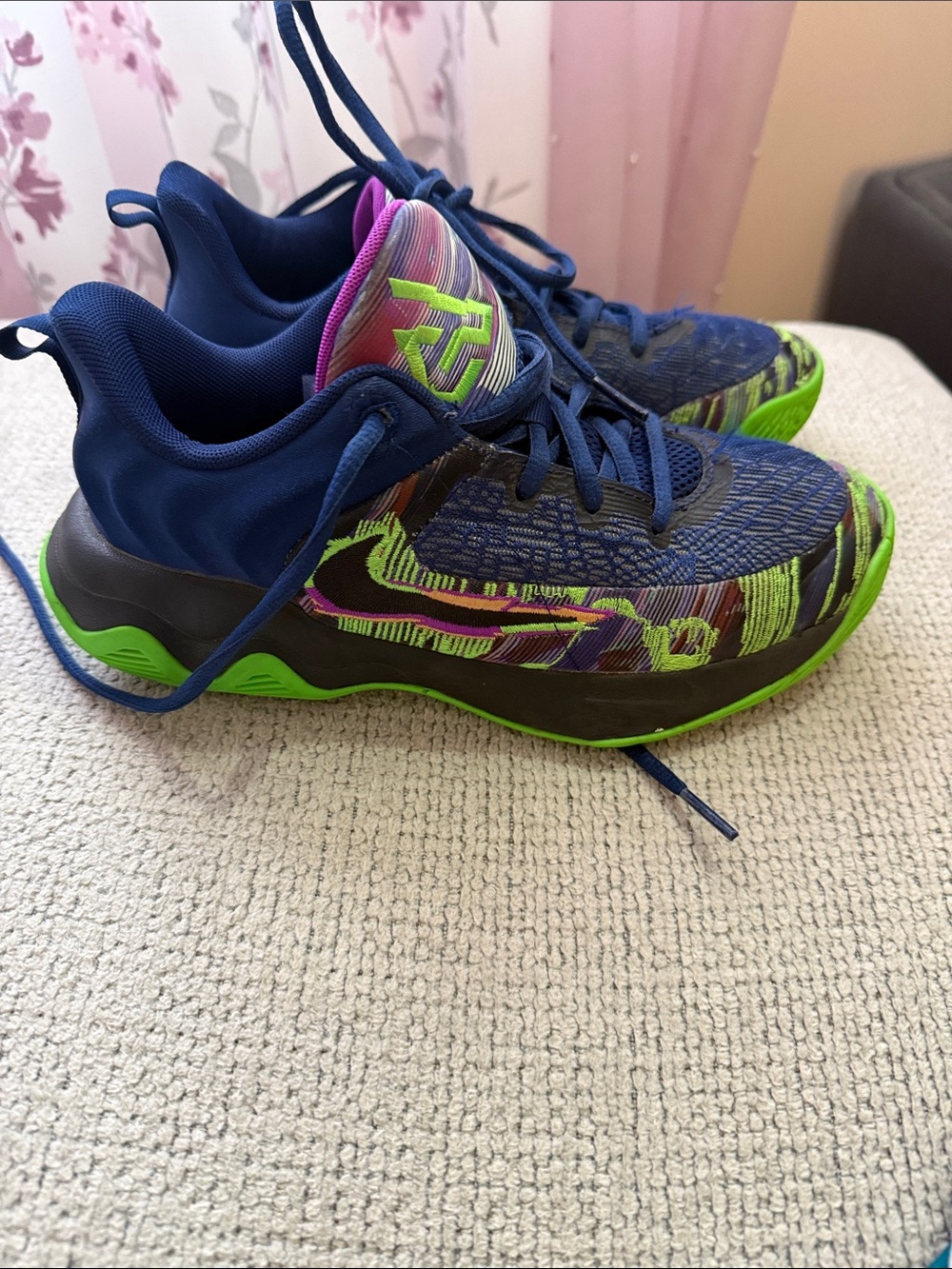 Nike Kids Navy, Neon Green & Purple Athletic Sneakers